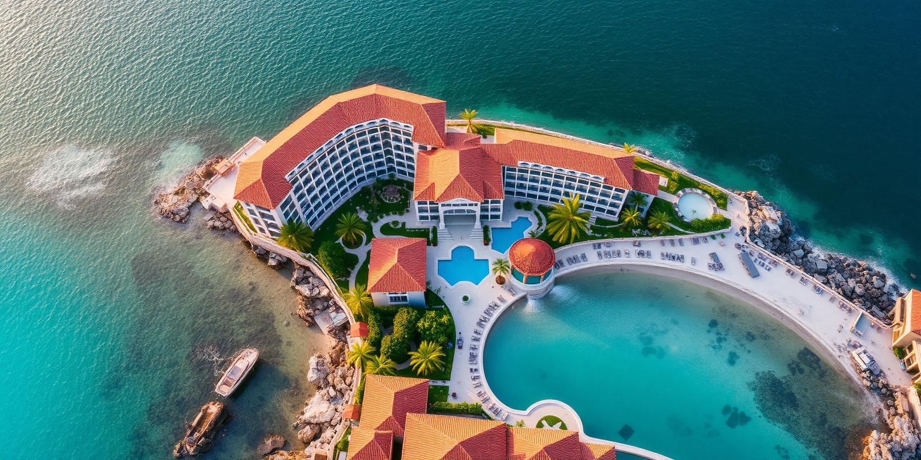 Aerial view of a luxury coastal resort