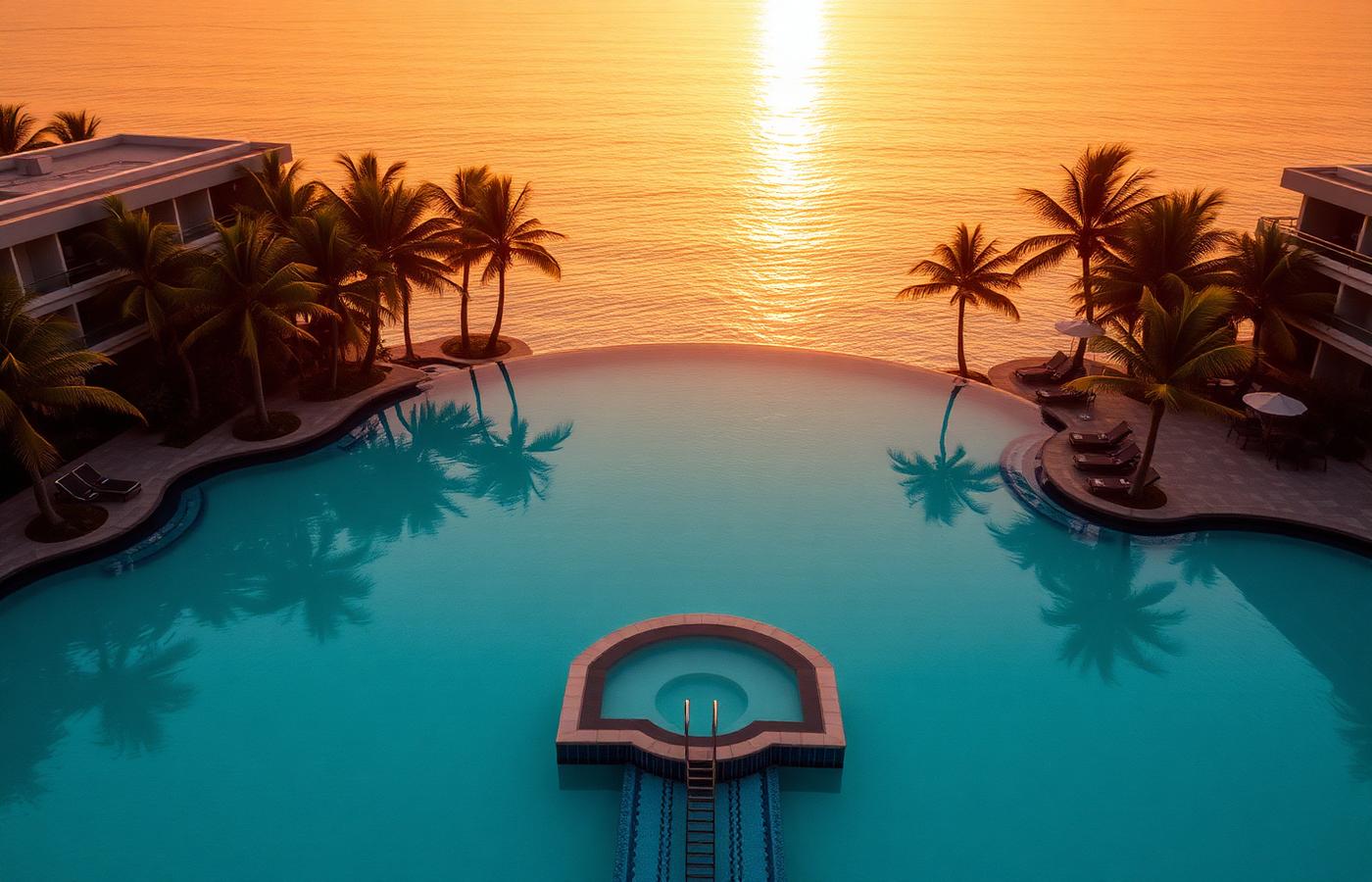 Infinity pool at a luxury resort at sunset